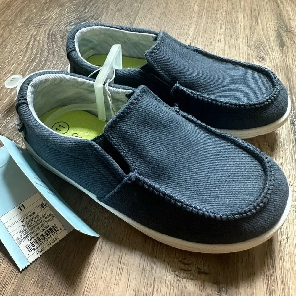 NEW!! Cat & Jack Kids Navy‎ Slip-On Shoes, Size 11